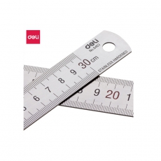 得力(deli)30cm不锈钢直尺 测量绘图刻度尺子 带公式换算表 办公用品 8463