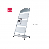 得力(deli)三层金属报刊杂志架书刊架 宣传册展示架落地资料架 办公室置物架 高1.27米9308