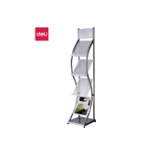 得力(deli)4层金属流线型杂志架书刊架 宣传册展示架 办公室资料架 高1.45米 9309